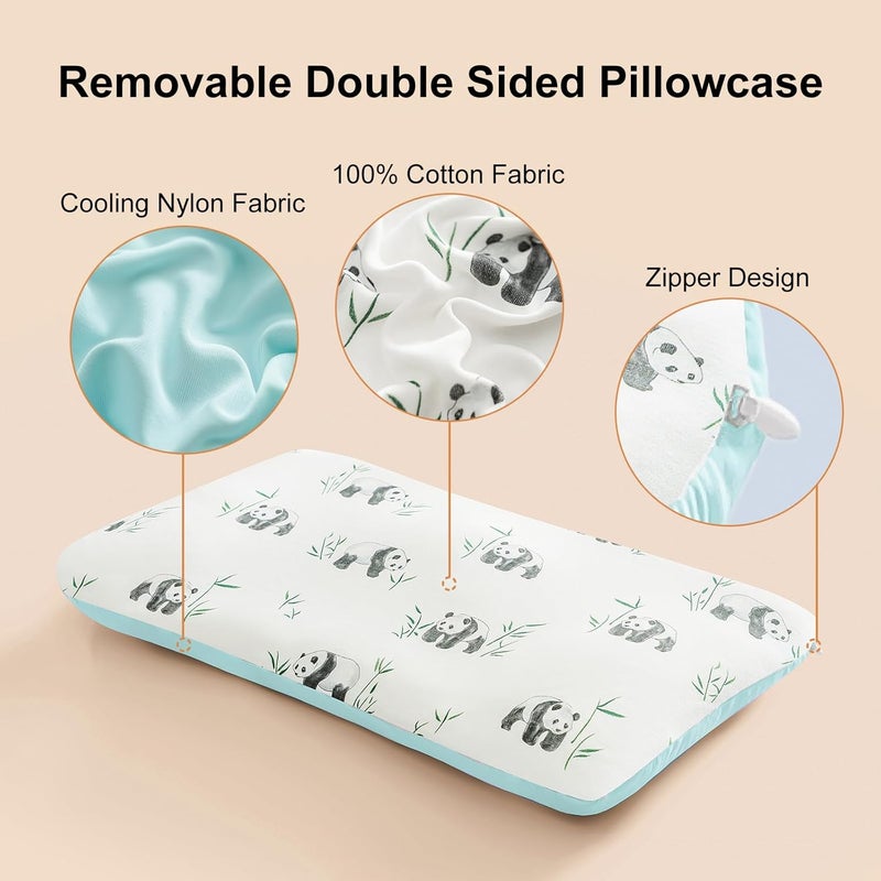 RESTIRY Toddler Pillow with Two-Sided Removable Pillowcase, Kids Memory Foam Pillow, Kids Pillow for Sleeping, Breathable and Cooling, 12x20 in ﻿ - Image 2